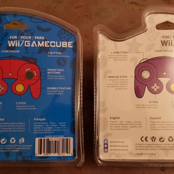 2 Gamecube Controllers - Red & Purple (NEW) - Nintendo - Old Skool - Picture 5 of 8